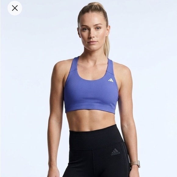 adidas Other - New Adidas Ribbed & Padded Purple Sports Bra Size Small - Medium Support